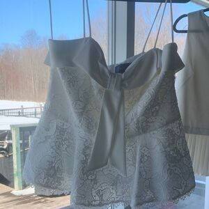 Theia White Lace Bow Camisole